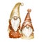 Christmas gnomes vintage illustration. Nordic gnomes greeting card
