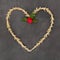 Christmas Gold Heart Wreath and Winter Holly