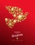 Christmas gold star shape dove on red background