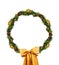 Christmas gold wreath isolated over white background