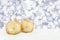 Christmas golden balls background decoration with snow lights