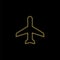 Christmas golden decoration of gold glitter shining sparkles on black background. vector icon airplane