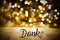 Christmas Golden Lights Background, Danke Means Thank You