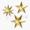 Christmas golden star decoration or snowflake gold glittering ornament for winter holiday greeting card. Vector golden sp