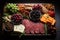 Christmas grazing board with cheese, rosemary cranberry Generative AI