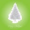 Christmas green Postcard with white Christams Tree Polygonal.
