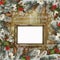 Christmas greeting background with frame, pine branches and berries