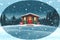 a christmas greeting card cold snow holiday cabin seasons greetings country winter eve night holidays isolated freezing snowfall