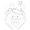 Christmas greeting card for coloring. Chow Chow dog wearing a party hat