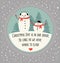 Christmas greeting card with cute snowmen