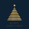 Christmas greeting card with golden polygon tree. Xmas minimalistic design