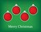 Christmas greeting card with red baubles and merry christmas tex