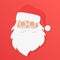 Christmas greeting card. Santa Claus portrait face in trendy paper cuted style vector illustration.