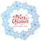 Christmas greeting card with snowflakes round frame - vector background for winter holiday design