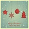 Christmas greeting card with star, snowflake, chris