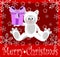 Christmas greeting card with sweet cartoon bear