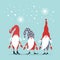 Christmas greeting card. Three cute Gnomes.