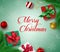 Christmas greeting card vector background. Merry christmas typography text with colorful xmas decor.