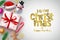 Christmas greeting vector background template. Merry christmas typography text with gold glitters.