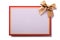 Christmas greetings card gold bow decoration flat front view isolated