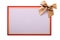 Christmas greetings card gold ribbon bow flat front view