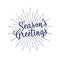 Christmas greetings lettering, holiday wish, saying and vintage label. Season`s greetings calligraphy. Seasonal greeting