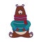 Christmas grizzly bear with sweater and scarf icon