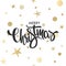 Christmas hand drawn gold lettering design. Vector illustration.