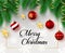 Christmas hanging vector background template. Merry christmas greeting typography text.