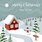 Christmas and Happy New Year country landscape with house and snowman