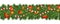 Christmas and happy New Year garland and border of Christmas tree branches decorated with holly Berries, stars and beads. Holiday