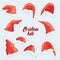 Christmas hat set. Flat vector illustration. Santa hat