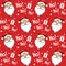 Christmas Head Santa Pattern On Red Background