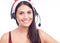 Christmas headset woman from telemarketing call center wearing red santa hat talking smiling