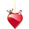 Christmas heart with Santa and Rudolf