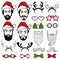 Christmas Hipster Faces Set