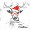 Christmas Hipster fashion animal deer dressed in New Year hat and scarf