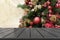 Christmas holiday background with empty tabletop