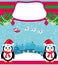 Christmas holiday background with santa claus , cute penguins