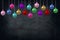 Christmas Holiday Balls ornaments in the class of school on blackboard background. picture copy space for art work design ad or ad