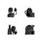 Christmas holiday black glyph icons set on white space