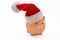 Christmas holiday bonus and expenses. Piggy bank with Santa hat isolated on white