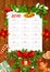 Christmas holiday calendar on wooden background