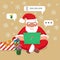 Christmas holiday concept, santa claus reads letters, festive mood, holiday weekend, gifts, vector illustration