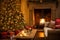 Christmas, holiday decor and country cottage style, cosy atmosphere, decorated Christmas tree in the English countryside house