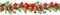 Christmas holiday decorative seamless border of tree branches with garland, apple and cinnamon