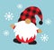 Christmas holiday Gnome with Winter Snow Vector Illustration