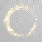 Christmas holiday golden glitter circle wave trail background template of sparkling gold particles trace and shiny light effect. V