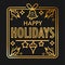 Christmas holiday greeting card with gold lettering and jingle bell