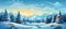 Christmas holiday landscape banner Cartoon linear art style. Christmas holidays. Horizontal format for banners, posters,